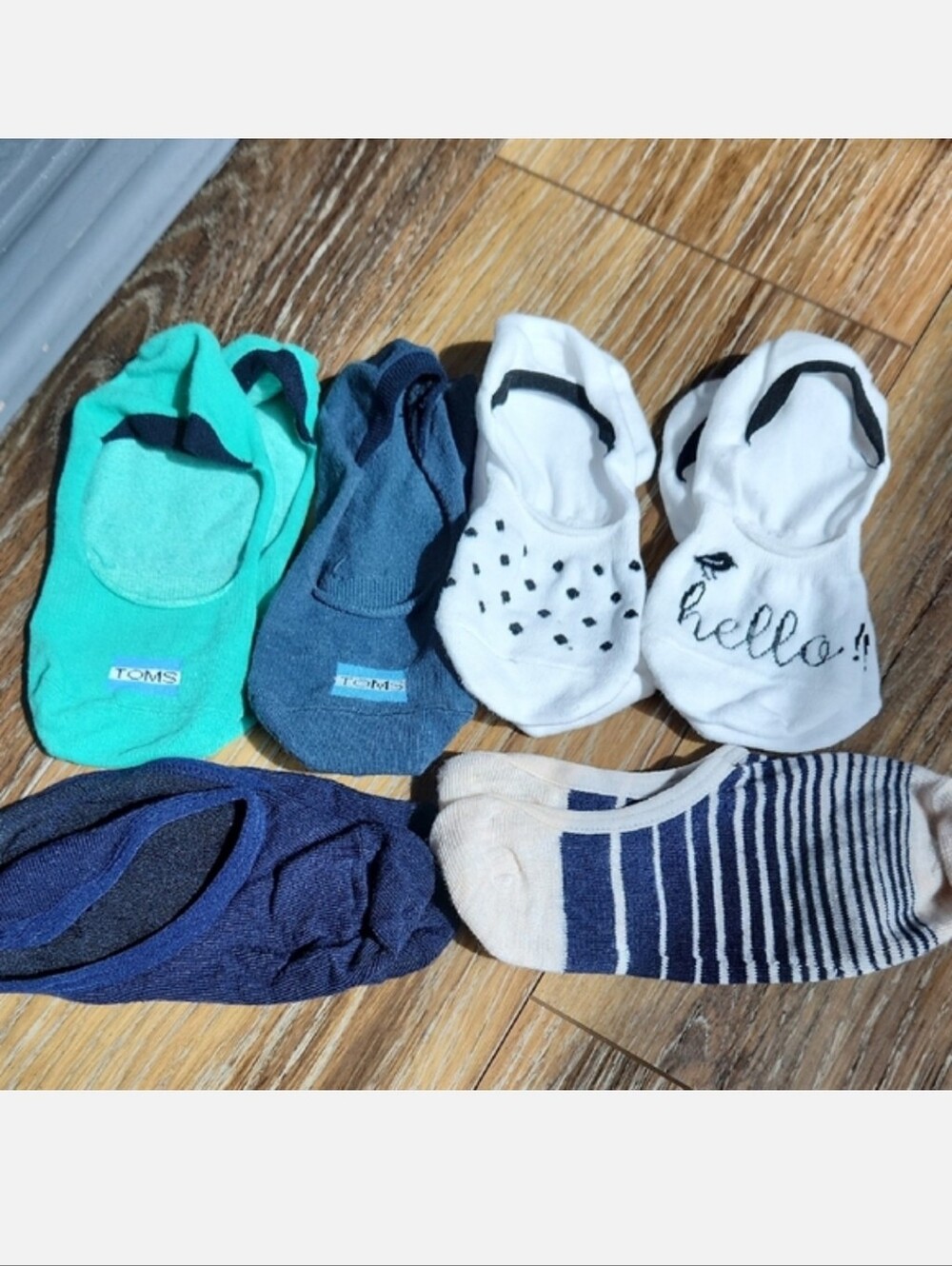 NWOT 6 Pairs Various Brands No Show Socks Blue Green White Cream Black